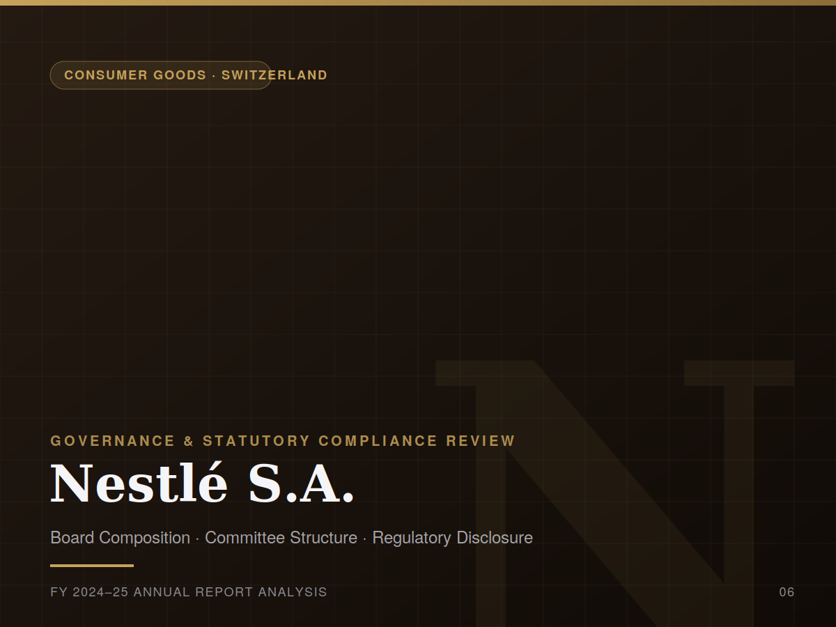 Nestlé’s Corporate Governance Report: Swiss Precision Applied to Boardroom Structure