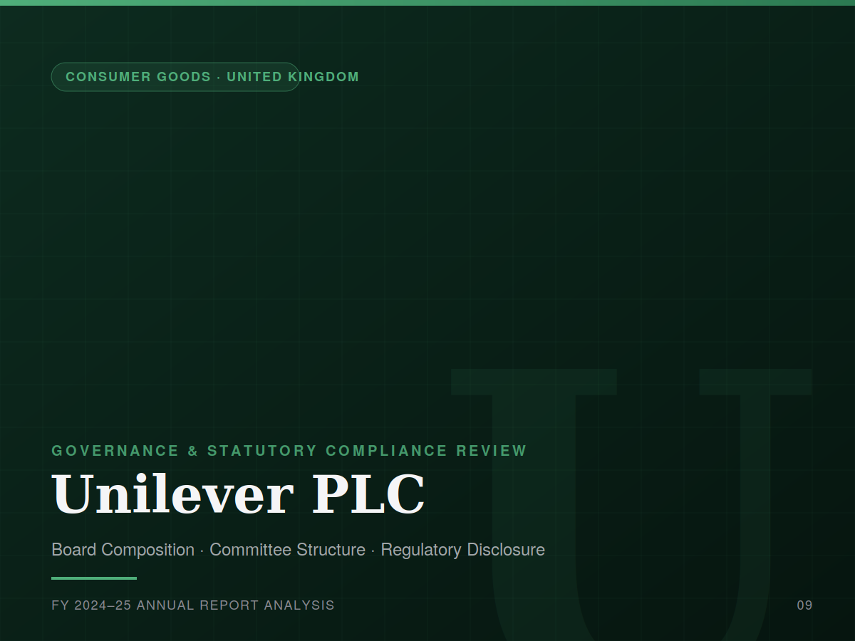 Unilever’s Governance Report: One Board, Three Regulatory Traditions